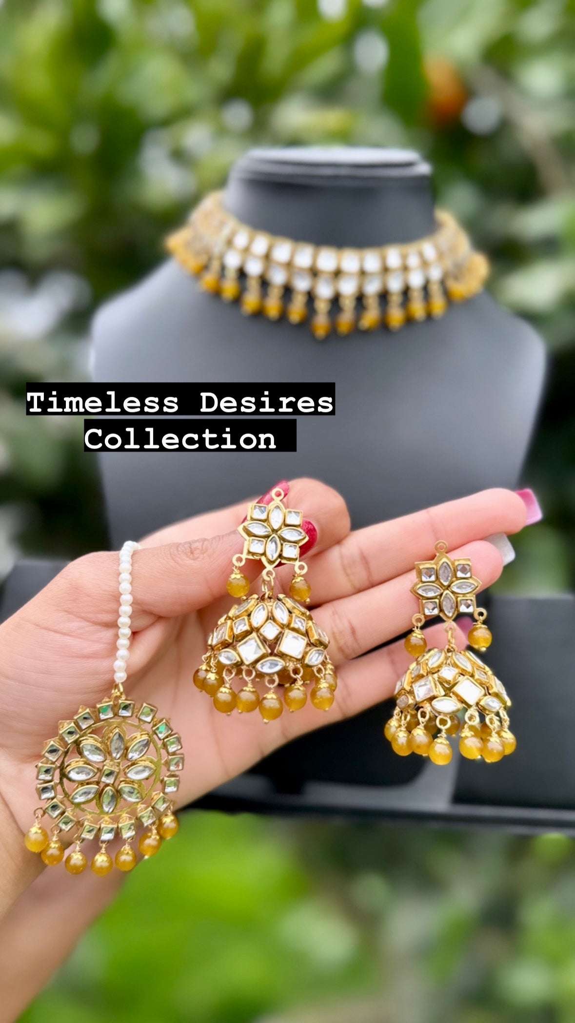 Mehndi green choker / necklace set in Kundan