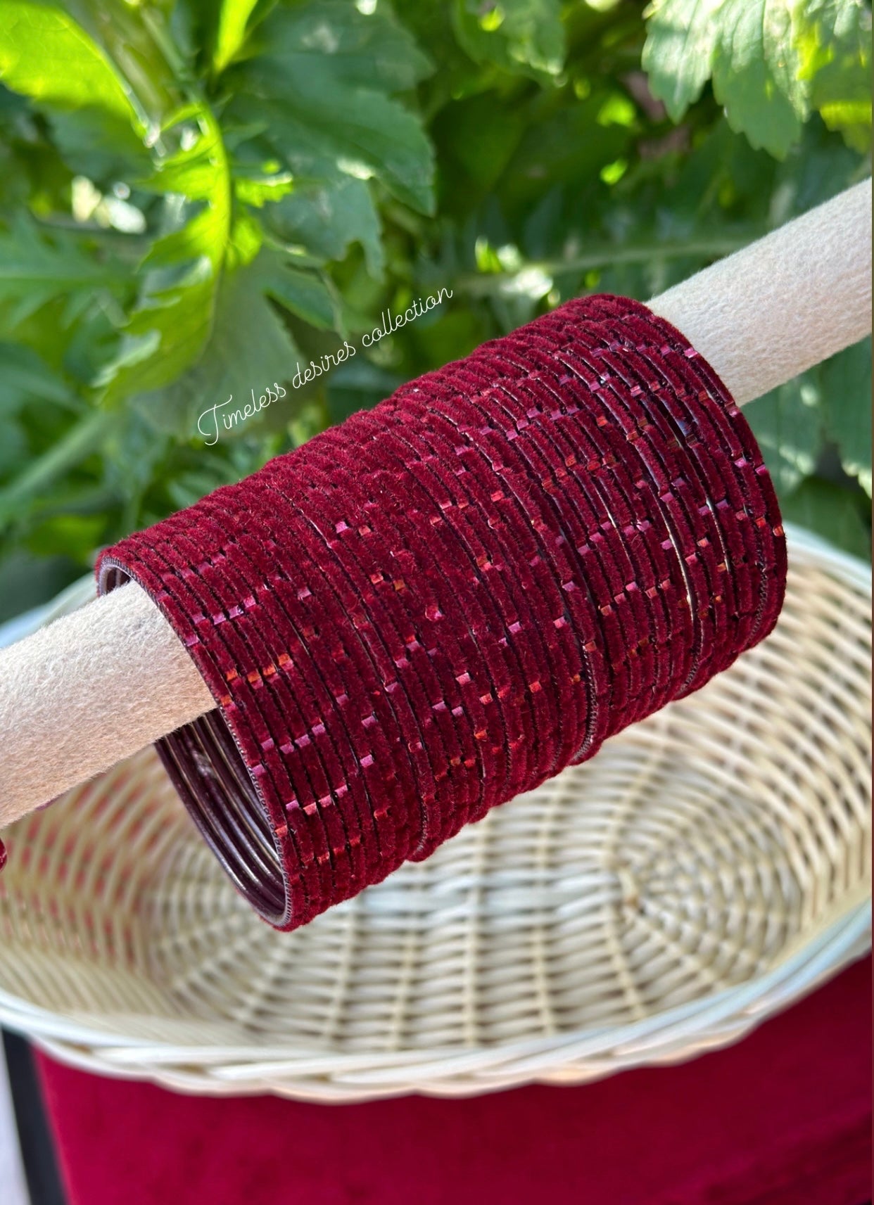 Maroon Plain velvet bangles pack of 36 bangles