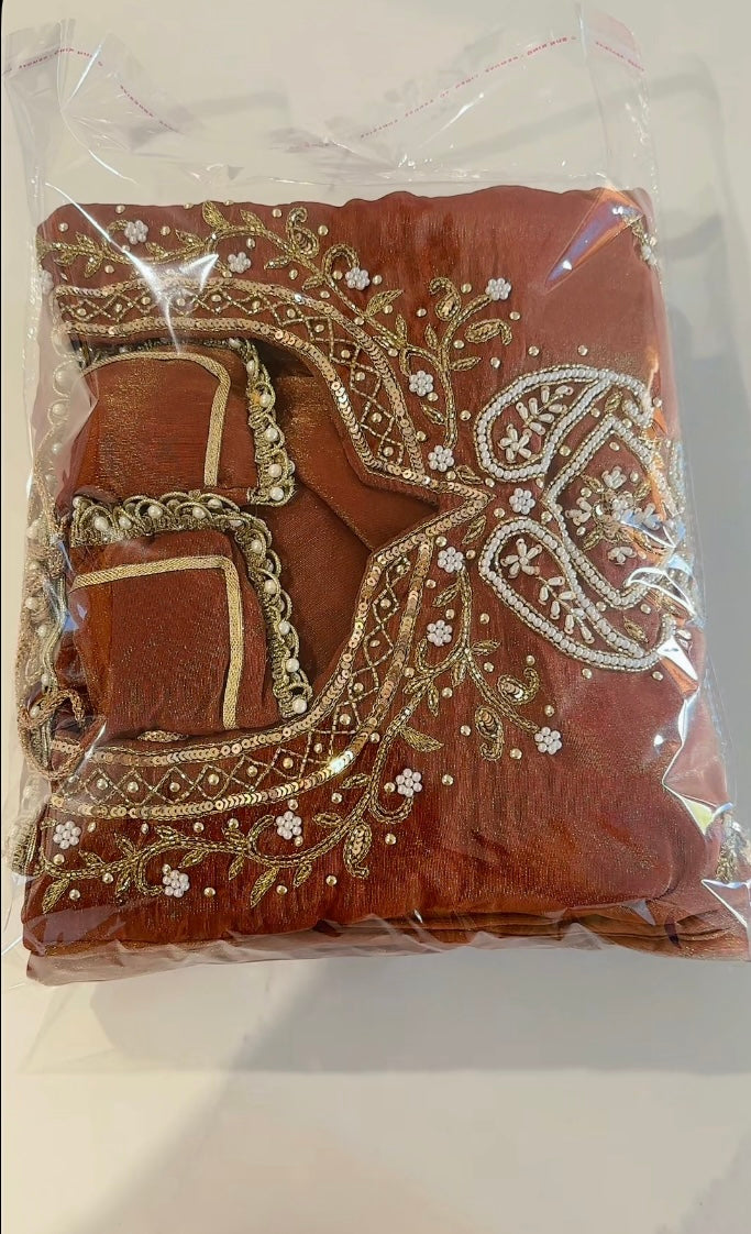 Taking Preorders Only, Timeframe 3-4 weeks, Handwork Sharara suit ( Colour - Chocolate Brown ) Code: 633