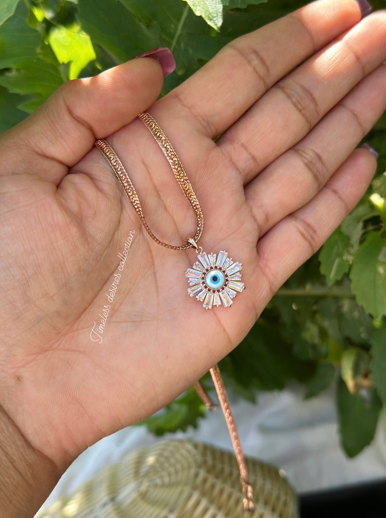 Evil eye necklace in American diamond