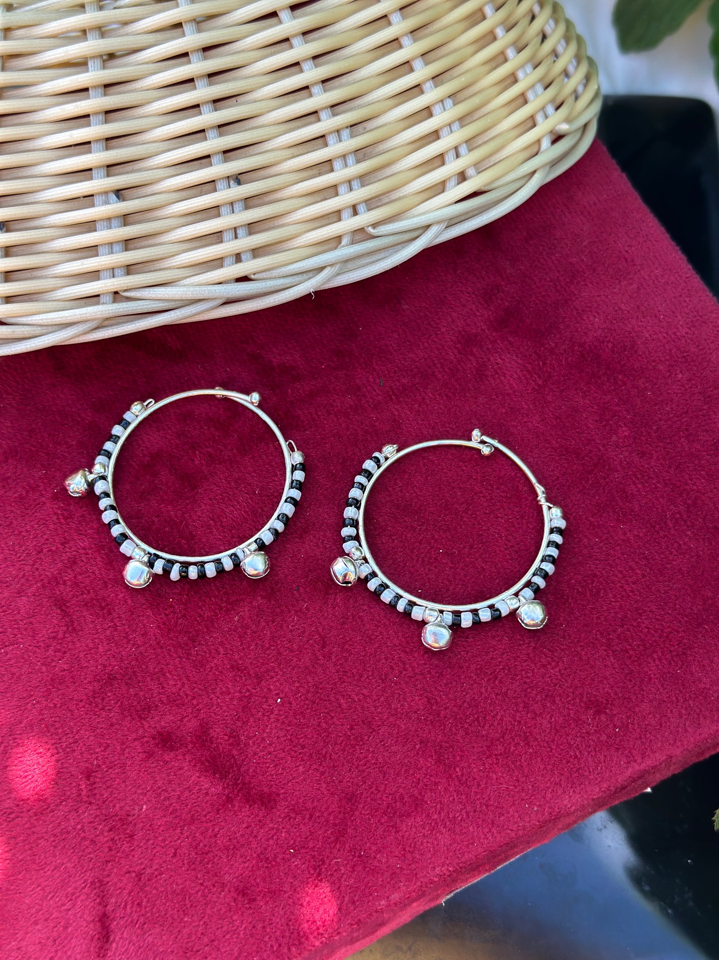 Kids black and silver nazariya bangles in adjustable size ( set of 2 as pair )