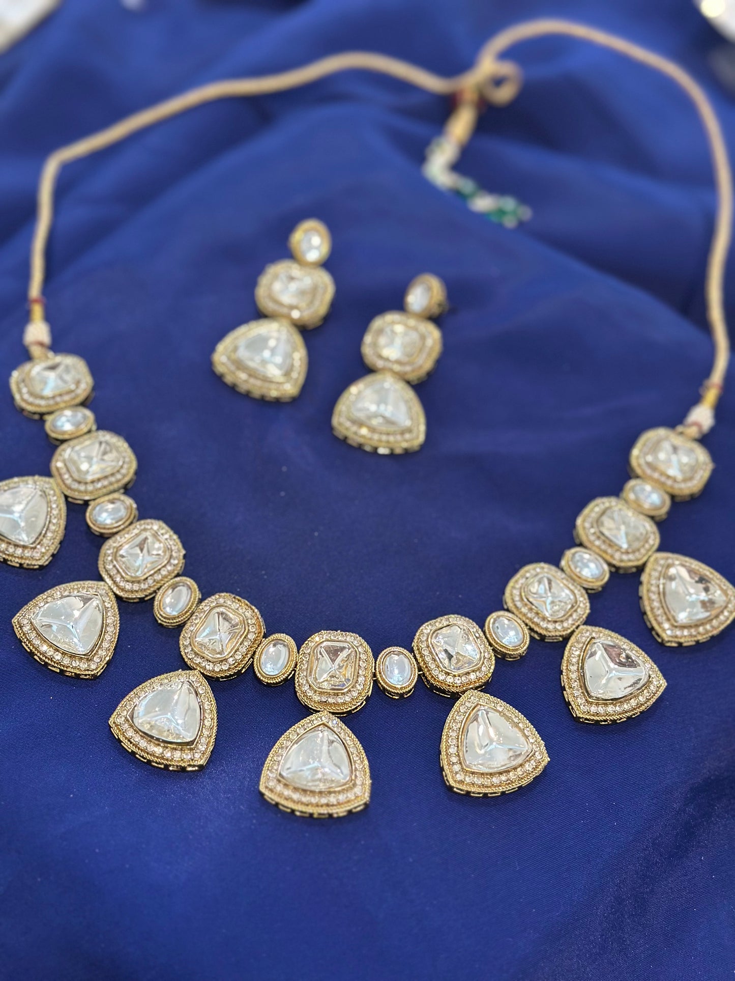 Kundan Necklace set with earrings , Colour: Lavender , (Code: X14)