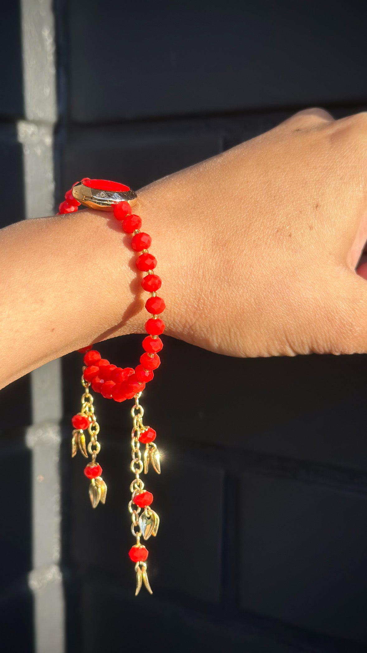 Red Hanging Rakhi / Rakhdi Bracelets for sister or bhabi ( Adjustable in size )