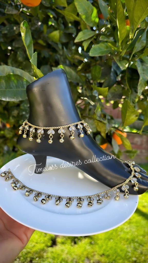 High Quality Reverse AD Polki Ghungru Chan chan Sound Jhanjra / Anklets (TD-35)