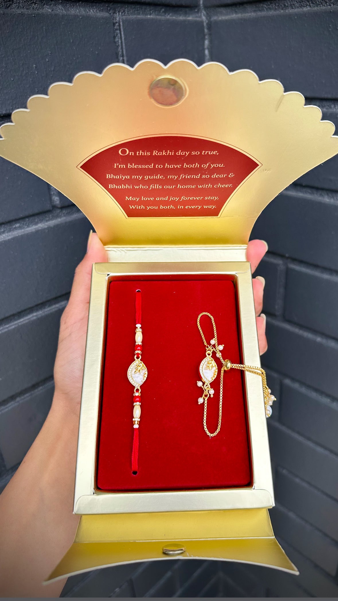 Veera Bhabi Rakhi Combo set in American Diamond - Code A5