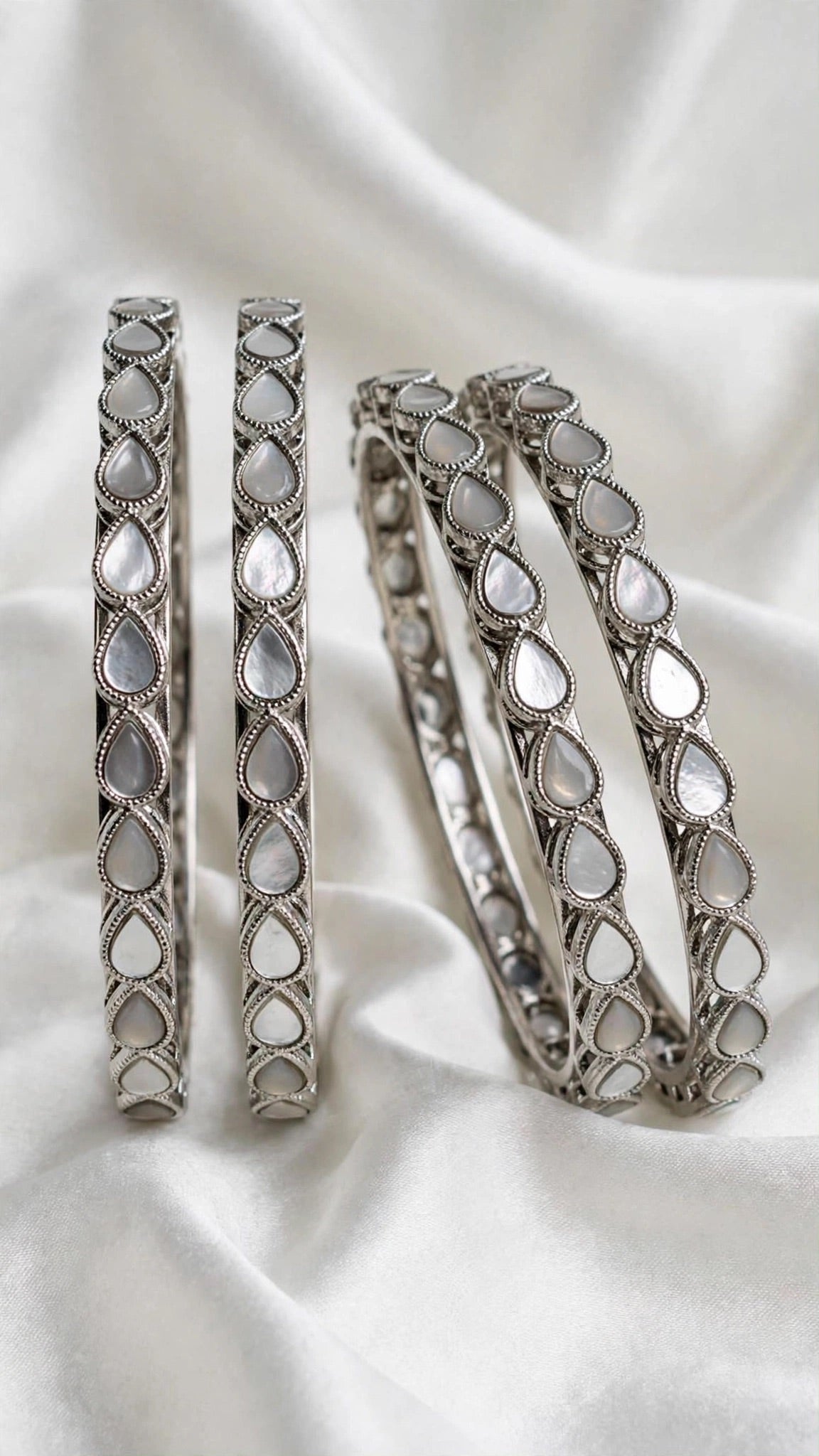 Silver kade bangles - Size 2.6