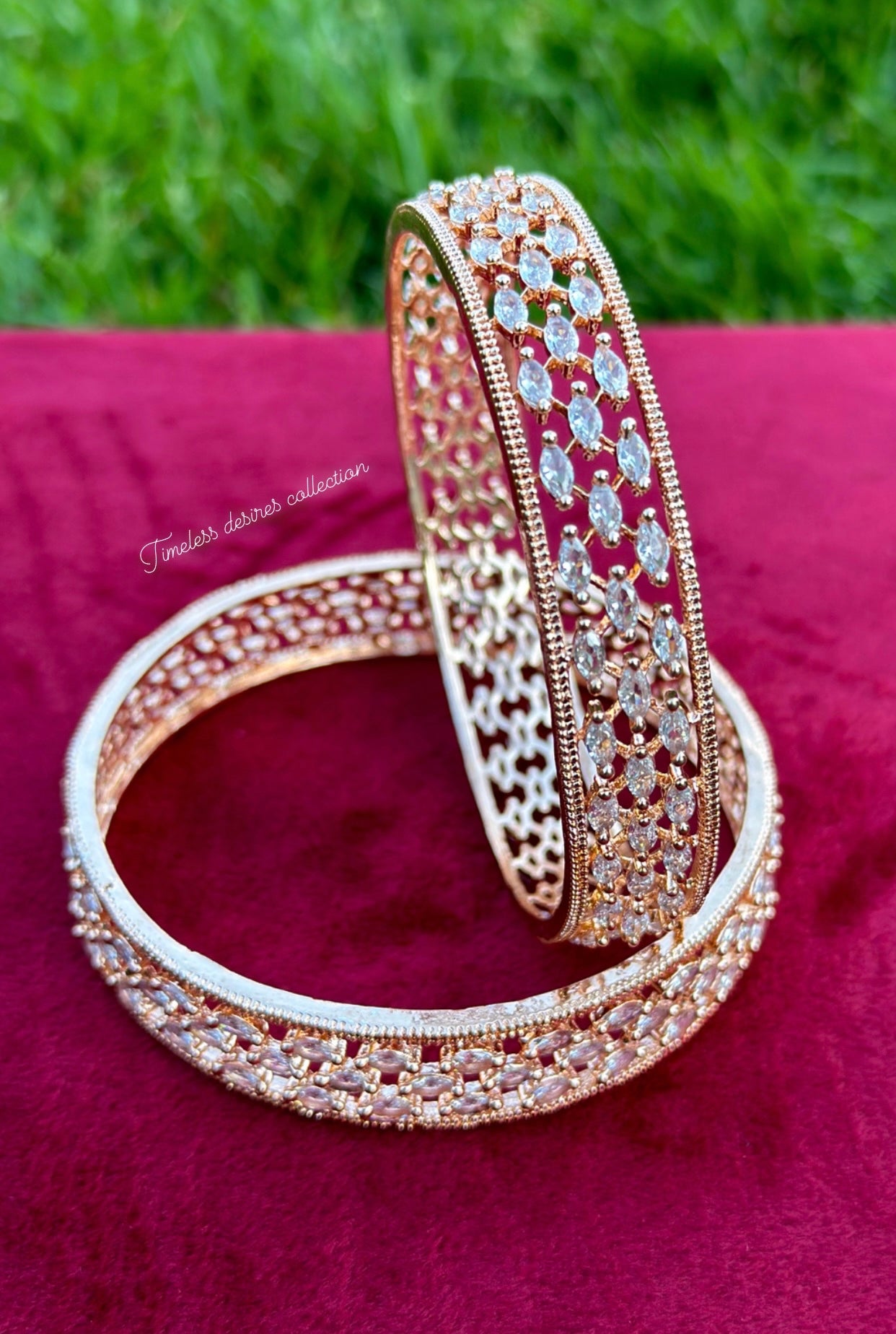 American diamond kangan / bangles in rose golden