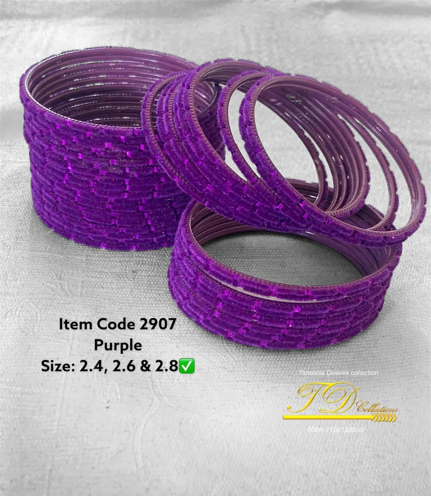 Bright purple Plain velvet bangles pack of 36 bangles