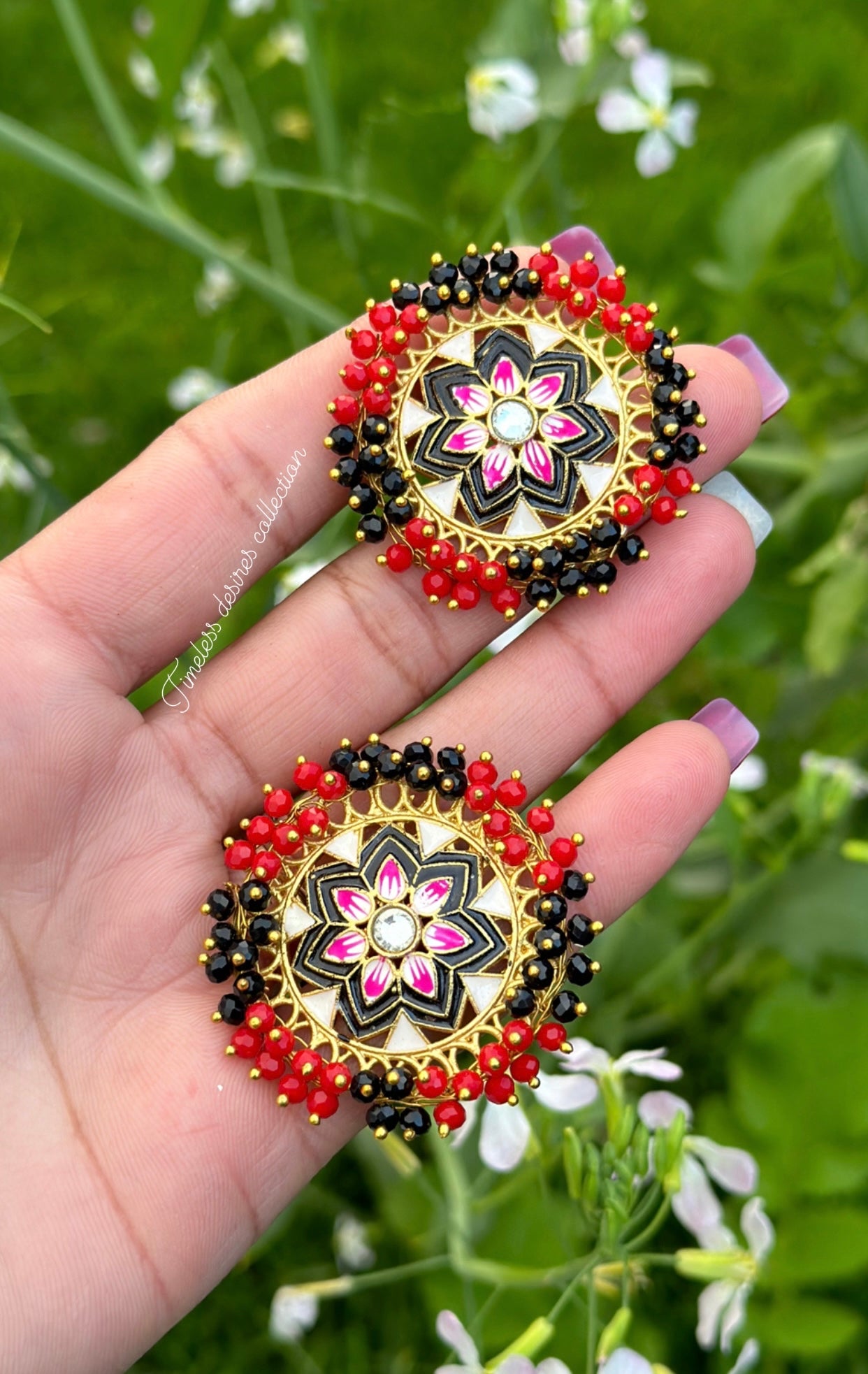 Meenakari studs in gold plating