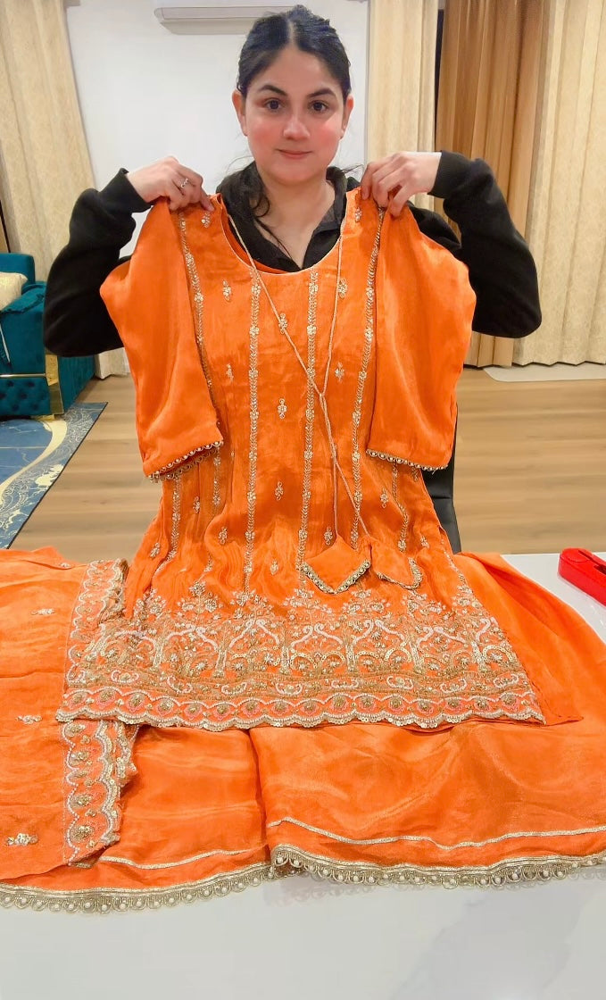 Taking pre orders only : Handwork Sharara suit - Colour: ( Code: 634 )