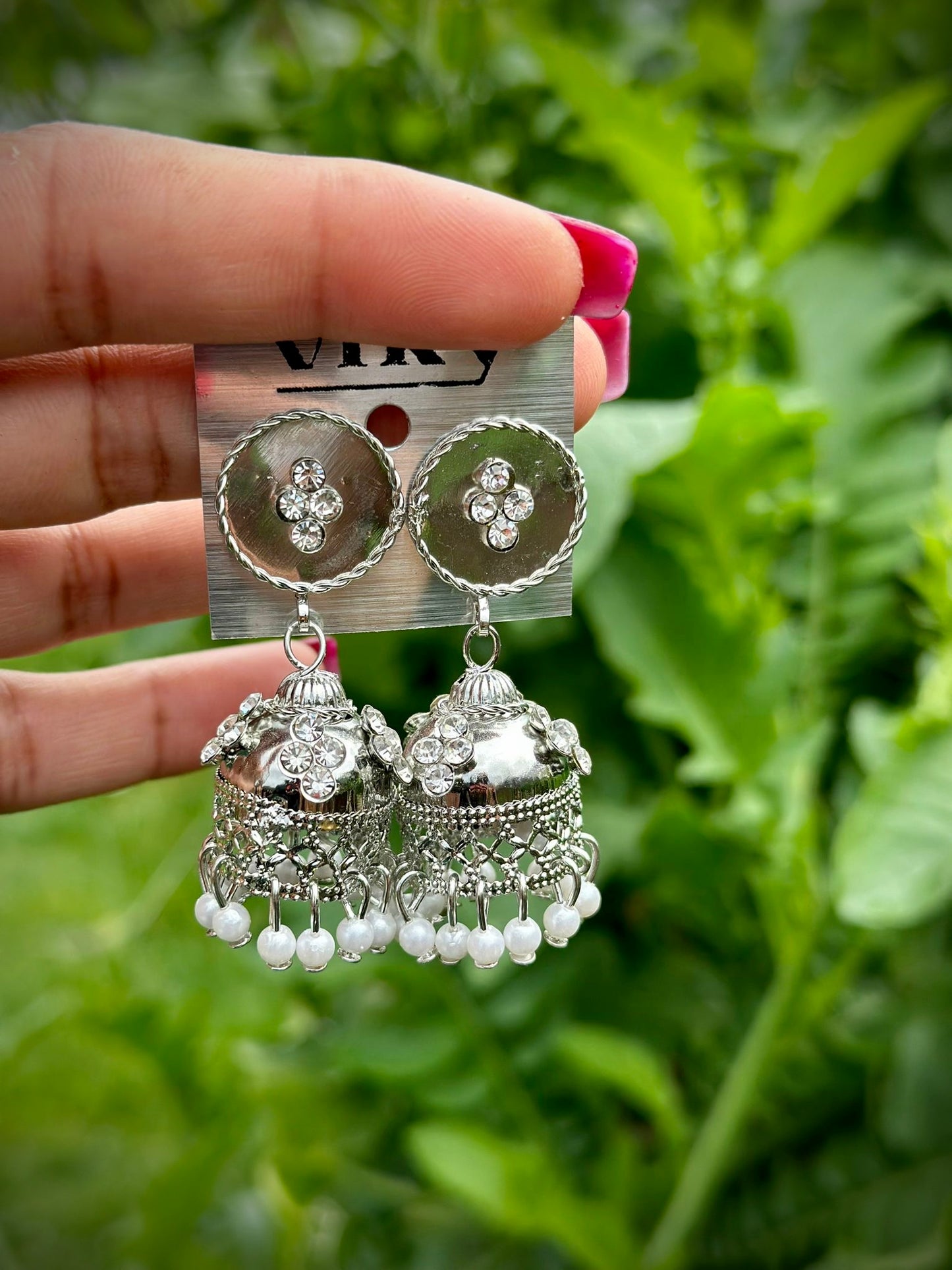 Oxidised jhumka earrings