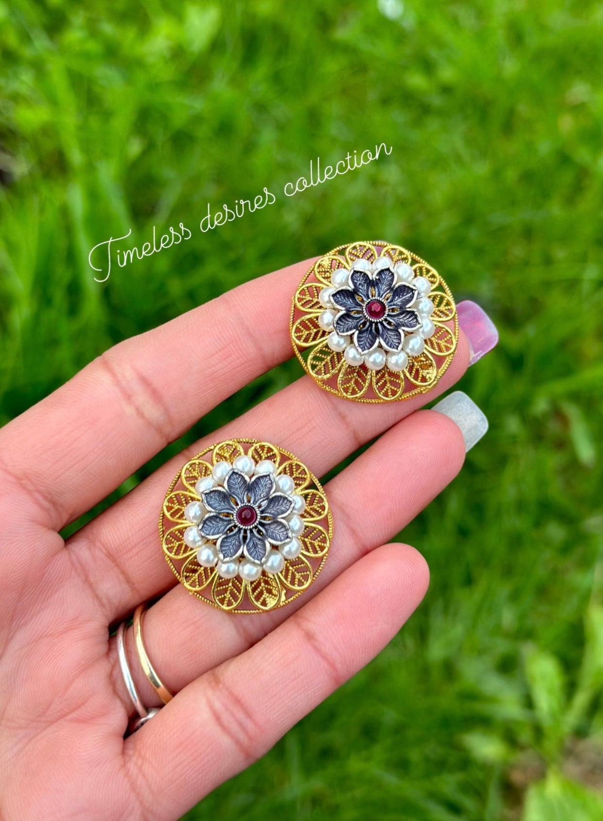 Antique Gold Plated Stud Earrings
