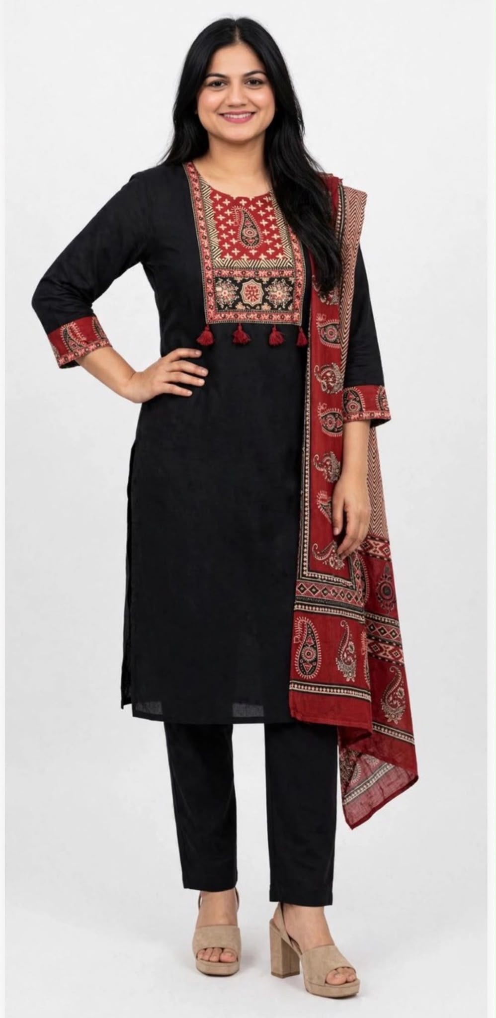 3 PCs Cotton suit in black 👌, Code: 162