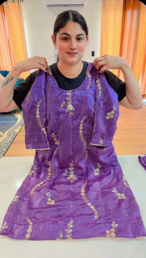 Party wear Handwork suit - ( Colour : Purple ) Code - 939 ( Front Back both side handwork )