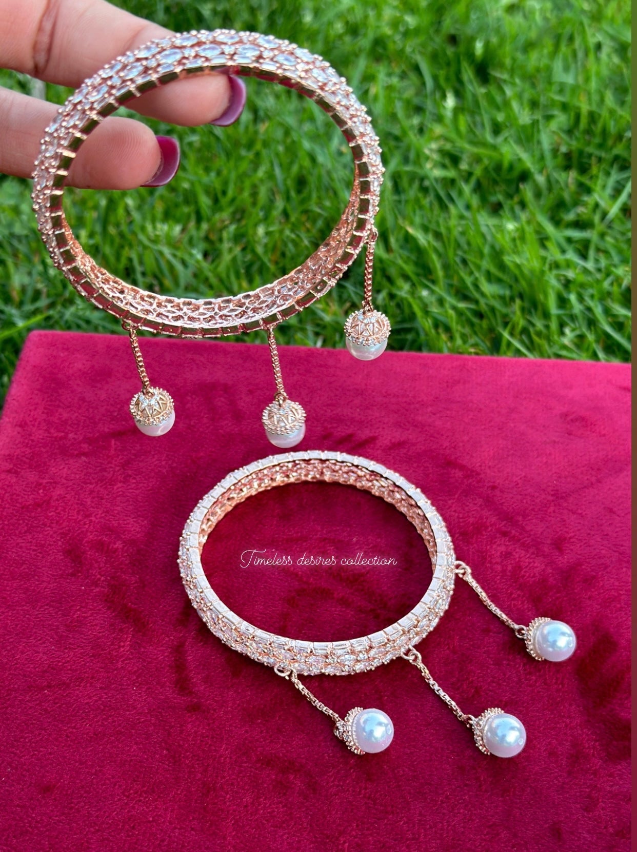 Pearl drop American diamond kangan / bangles