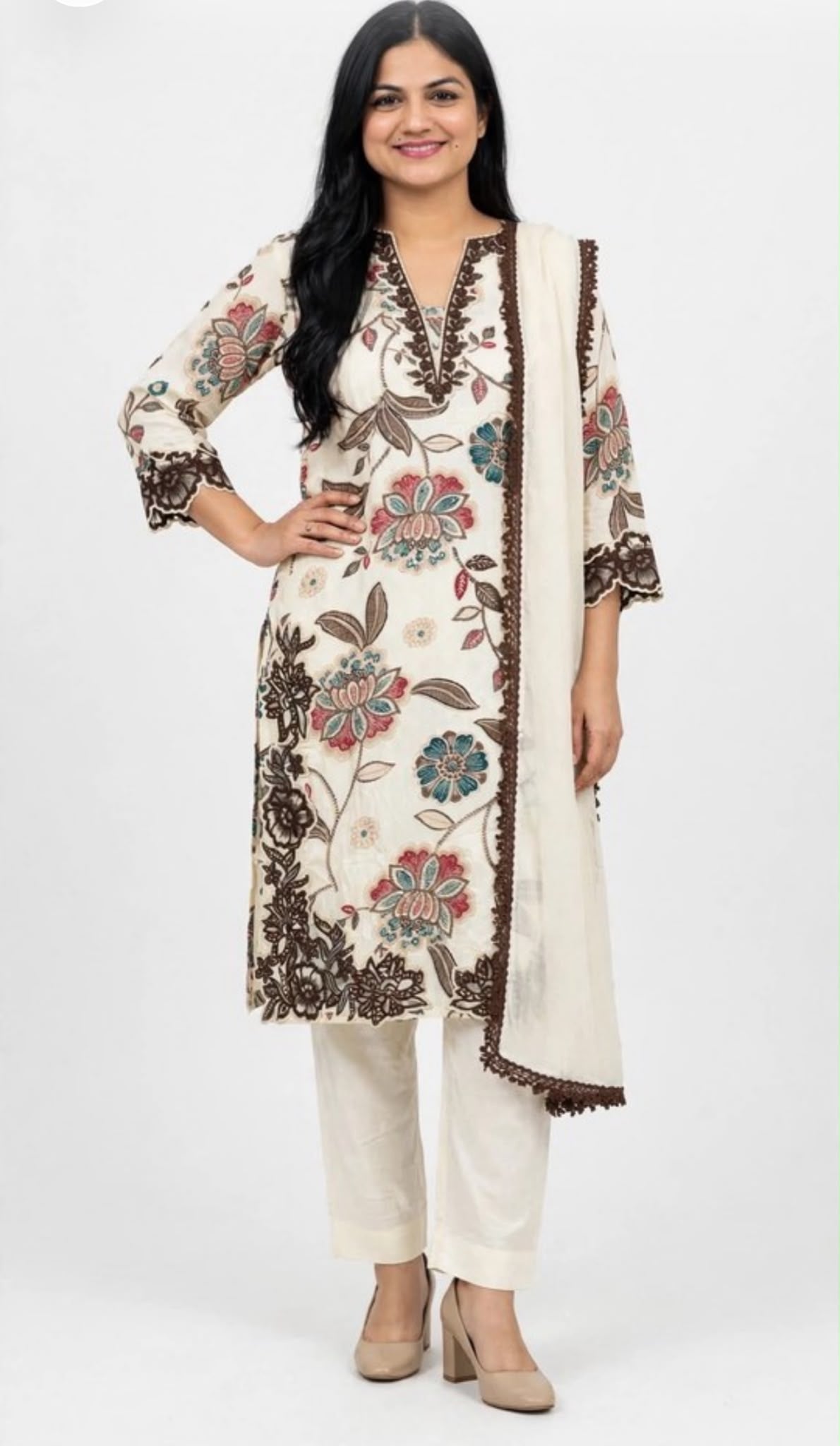 Pakistani style cotton suit with Duppata, Code RE11