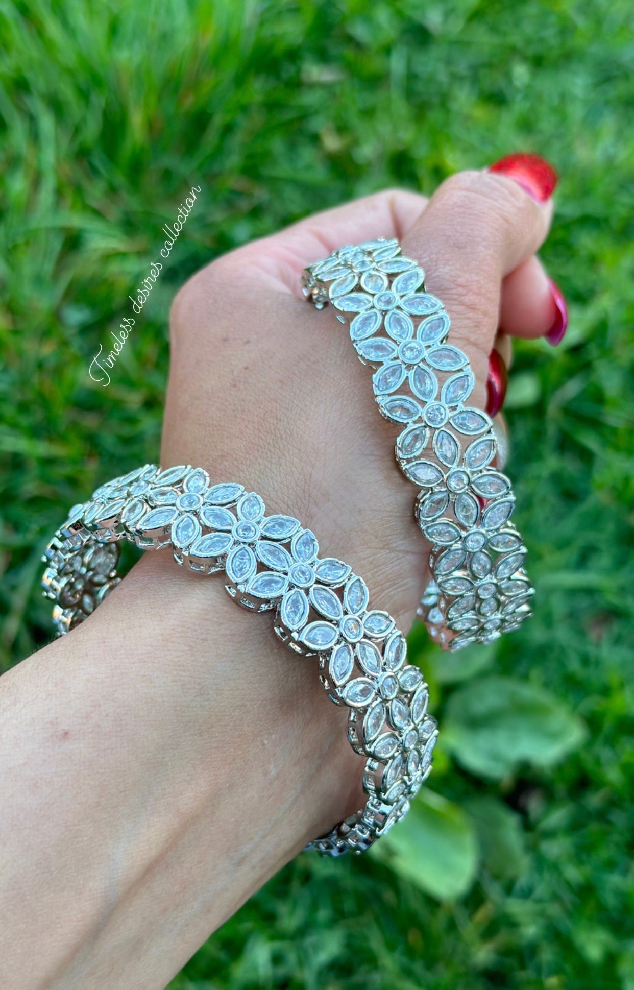 Silver American diamond kangan / bangles