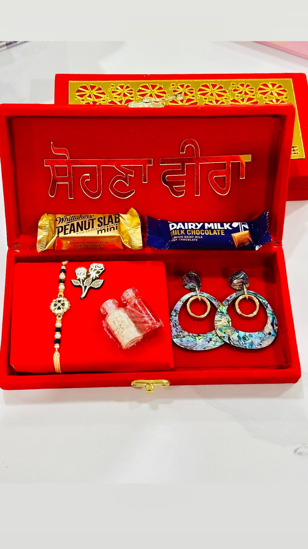 Veera Bhabi Rakhi / Rakhdi gift hamper box - Assorted accessories