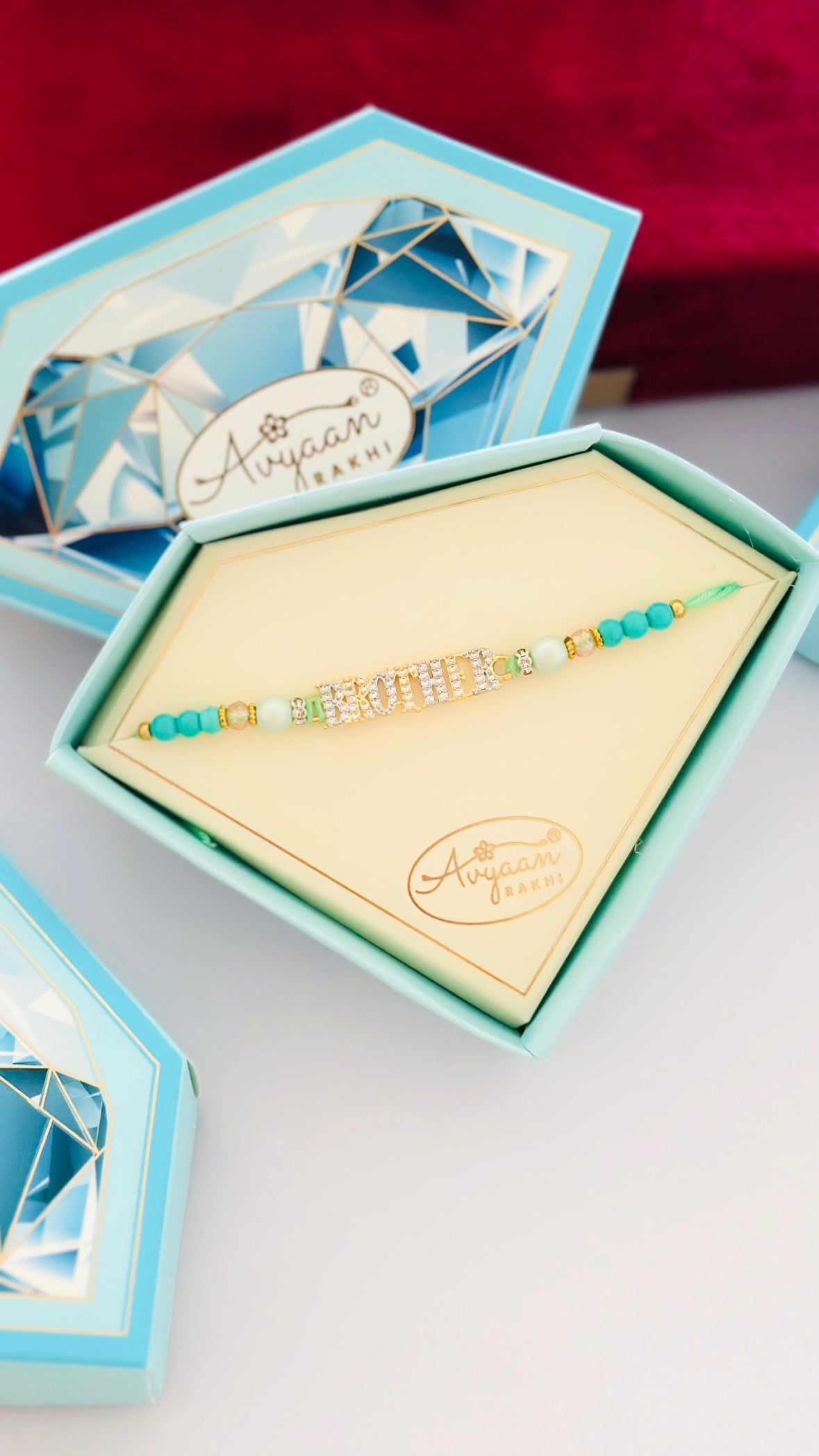Brother Rakhi / Rakhdi Box in American Diamond ( Premium Range ) - Code A57