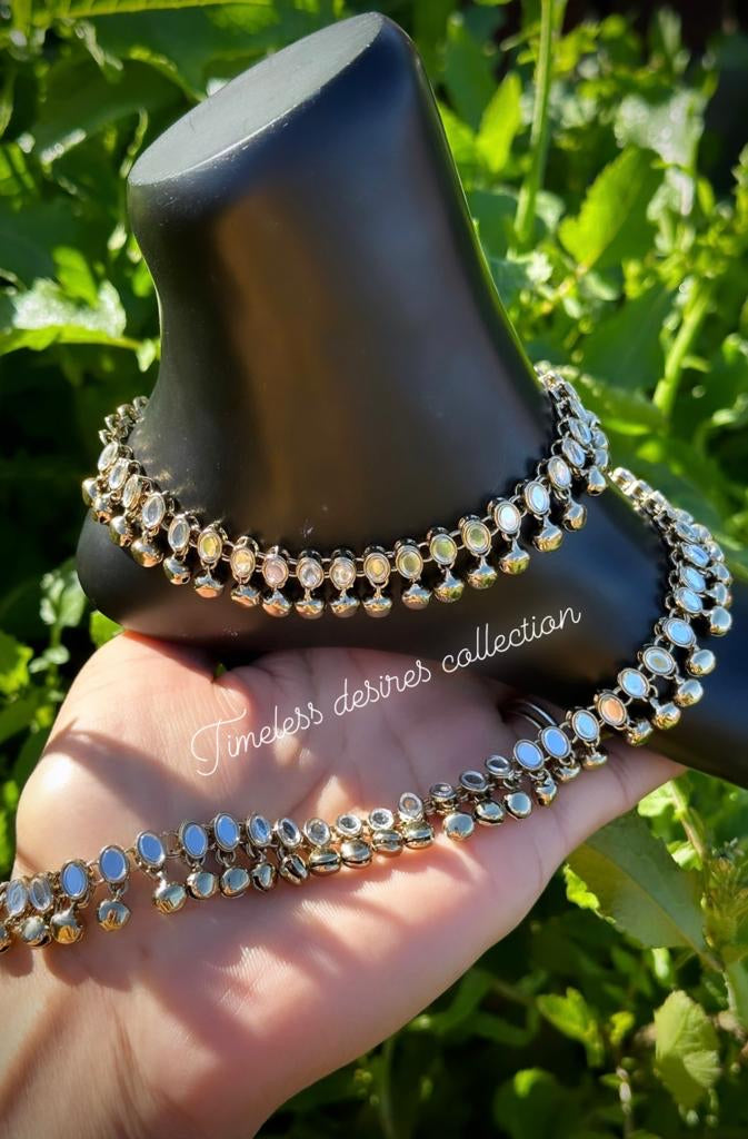 Golden mirror look Ghungru Anklets/Jhanjra (TD-6)