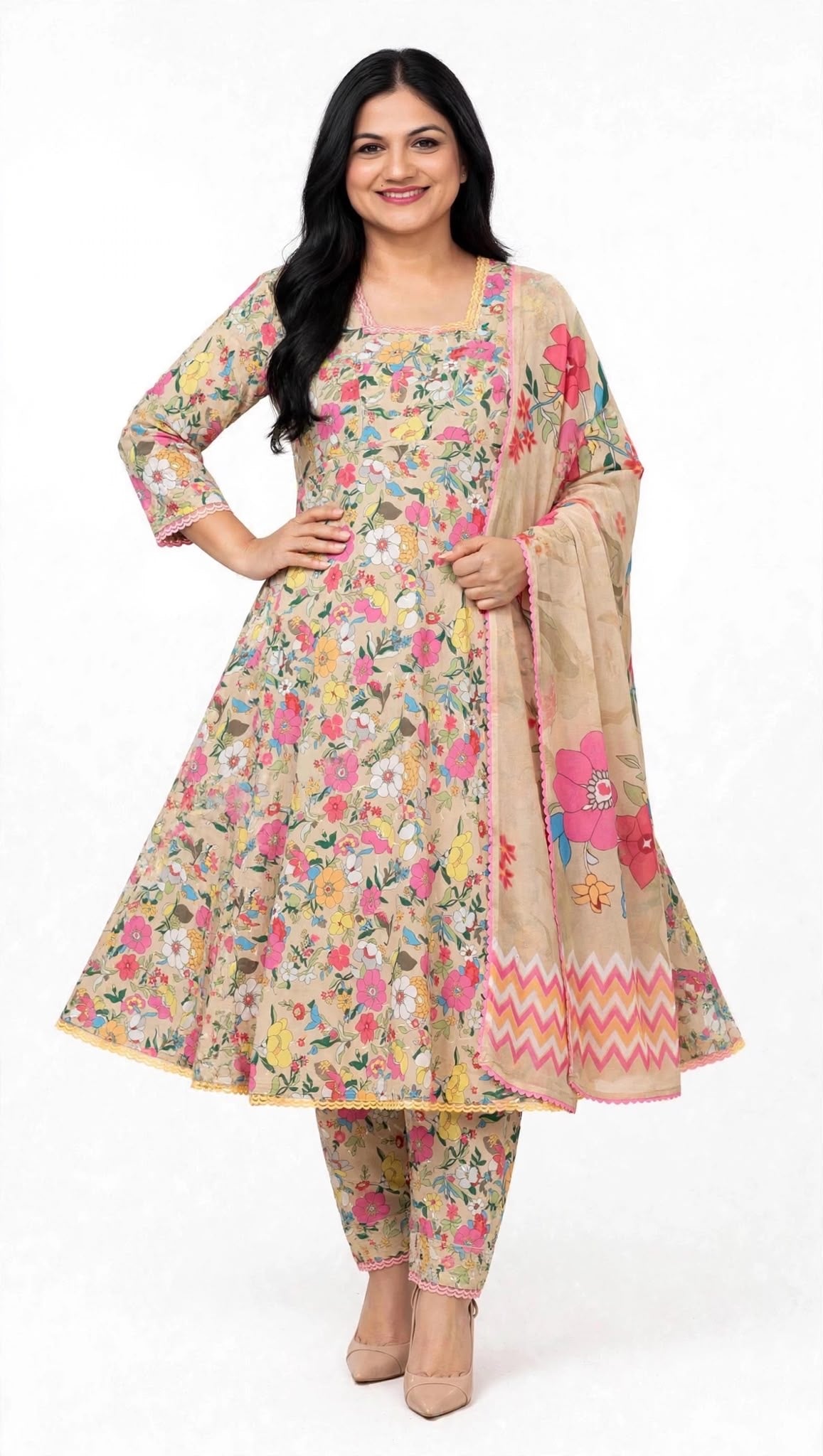 Georgette frock suit, Code:084