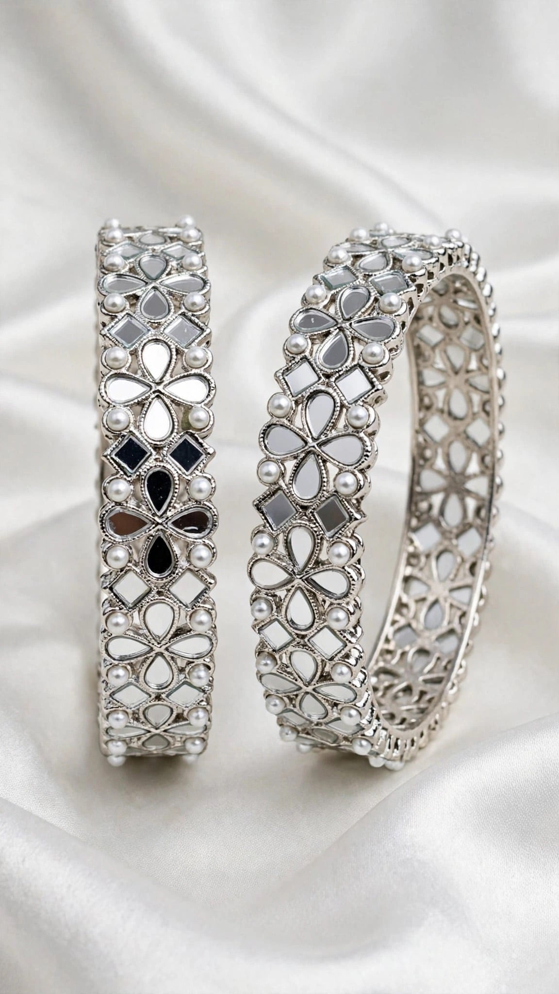 Silver kade bangles - Size 2.4