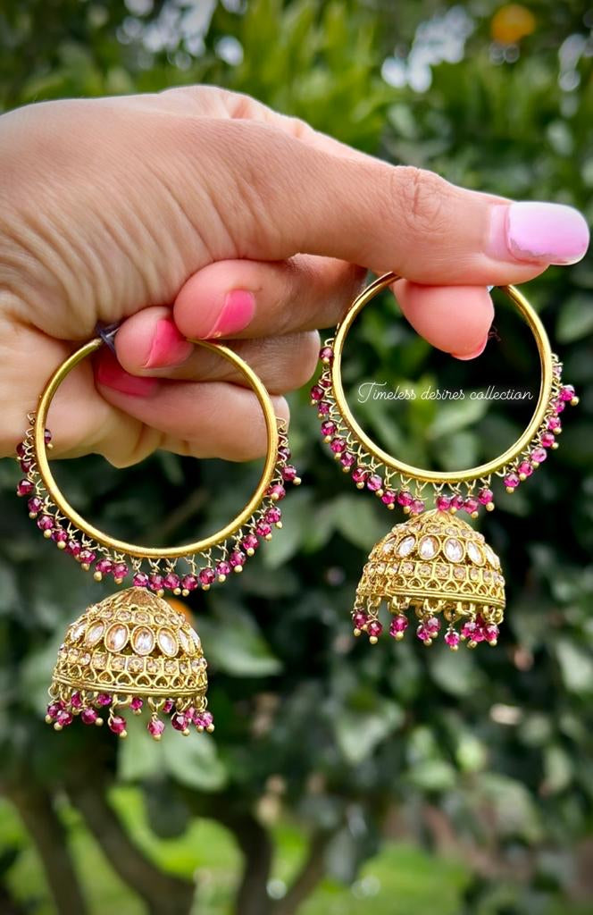 Maroon Waliya with Jhumki in reverse AD