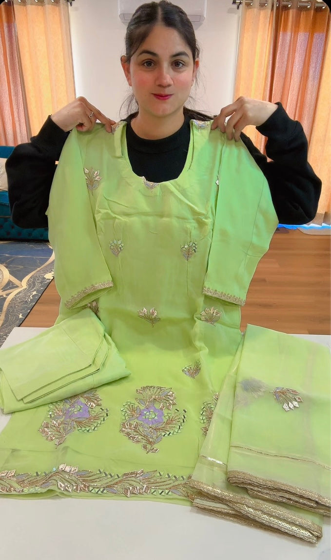 Pista Green Salwar suit with Gota pati - (Code: 712 )