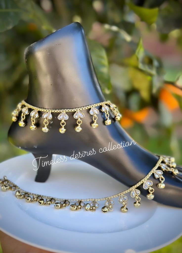 High Quality Reverse AD Polki Ghungru Chan chan Sound Jhanjra / Anklets (TD-35)