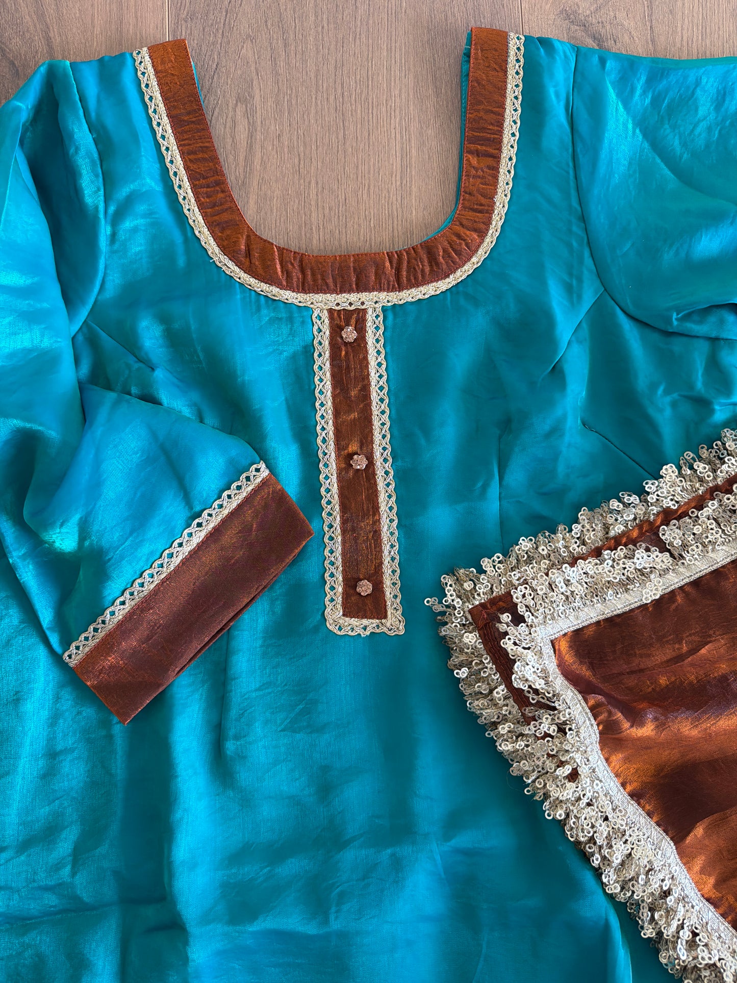 Farshi salwar Suit in peacock and brown colour :- Code 027