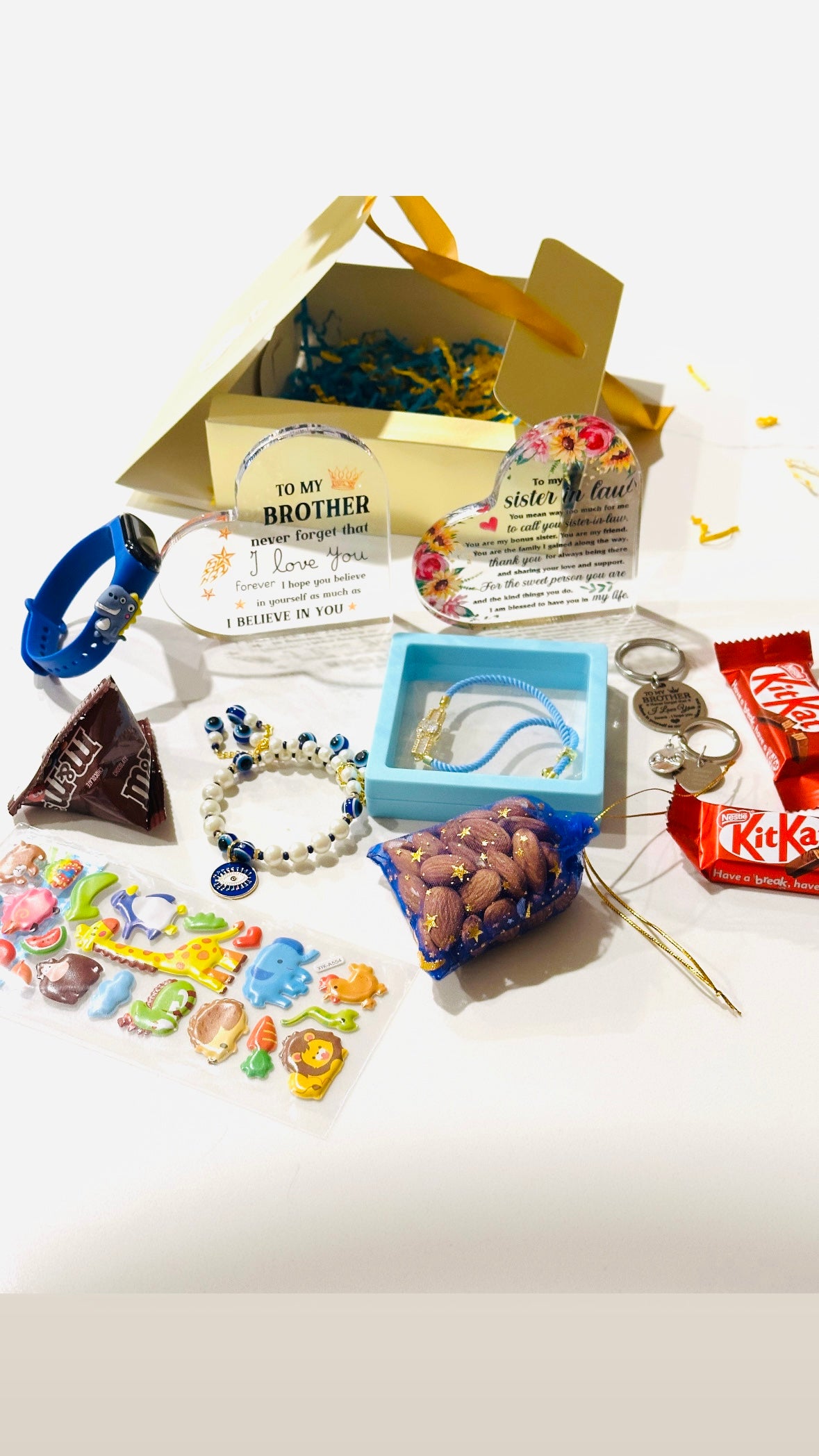 Family Rakhi / Rakhdi Gift Hamper Box - All in one for veera , bhabi and kid