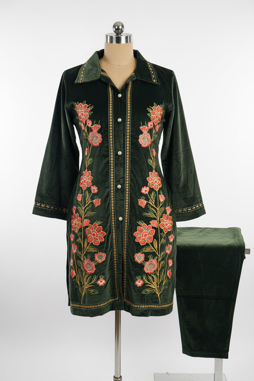 Velvet embroidered cord set Code: 169