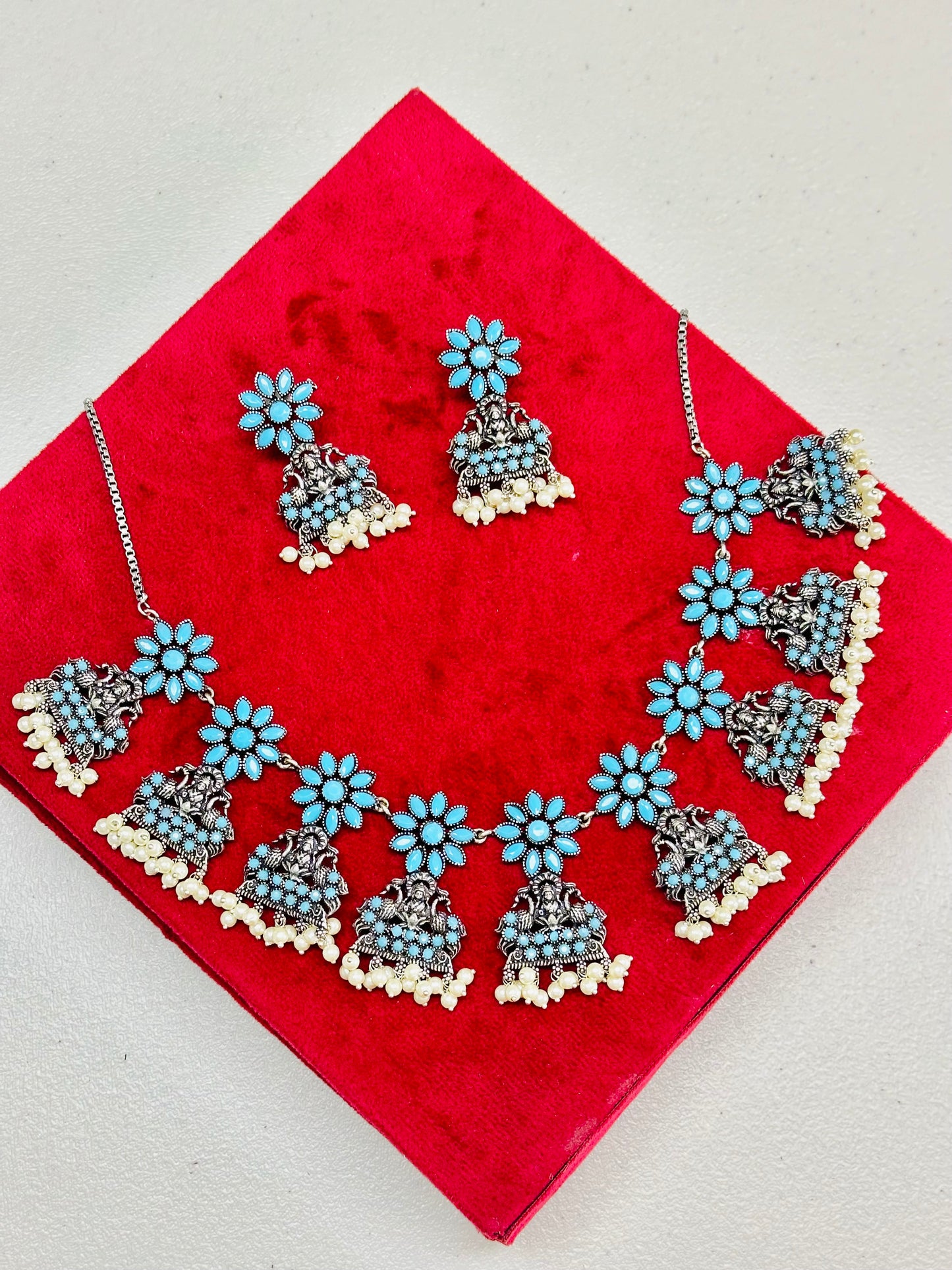 Oxidised necklace set with earrings