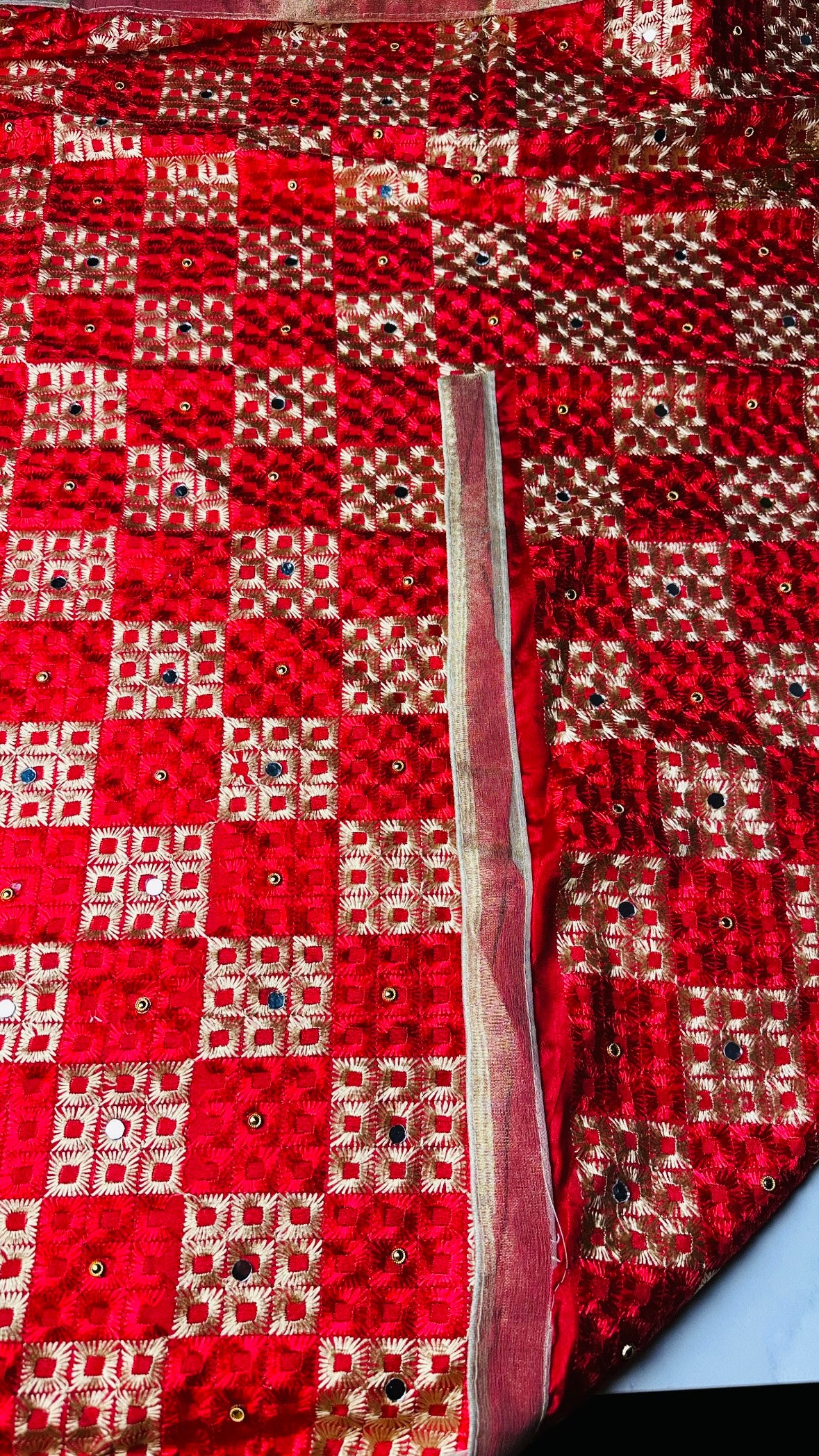 Pure Chinon Red Phulkari