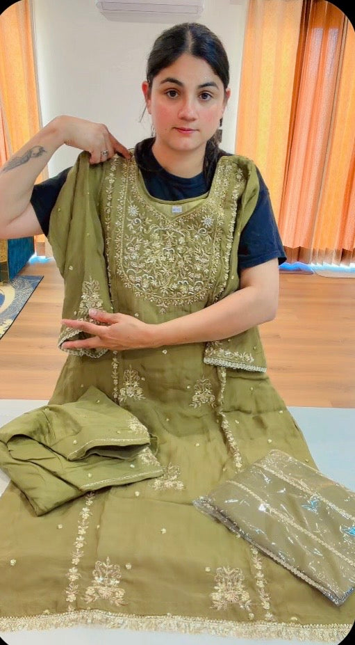 Party wear suit - ( Colour : Olive ) Code 984