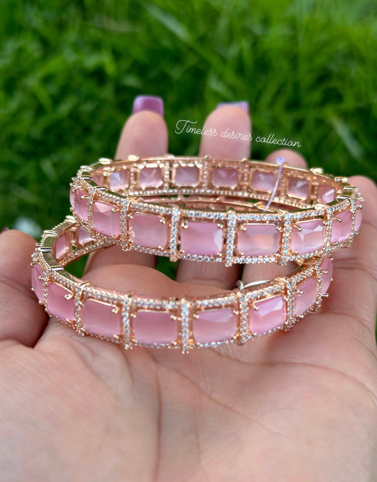 Baby pink American diamond kangan / bangles