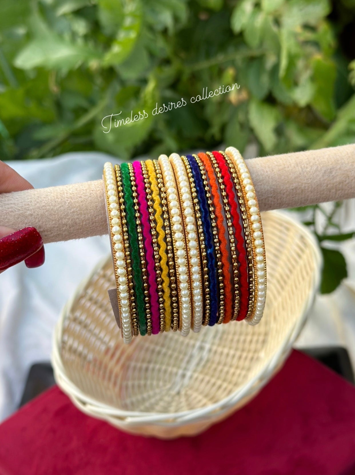 Multi coloured pearl bangles