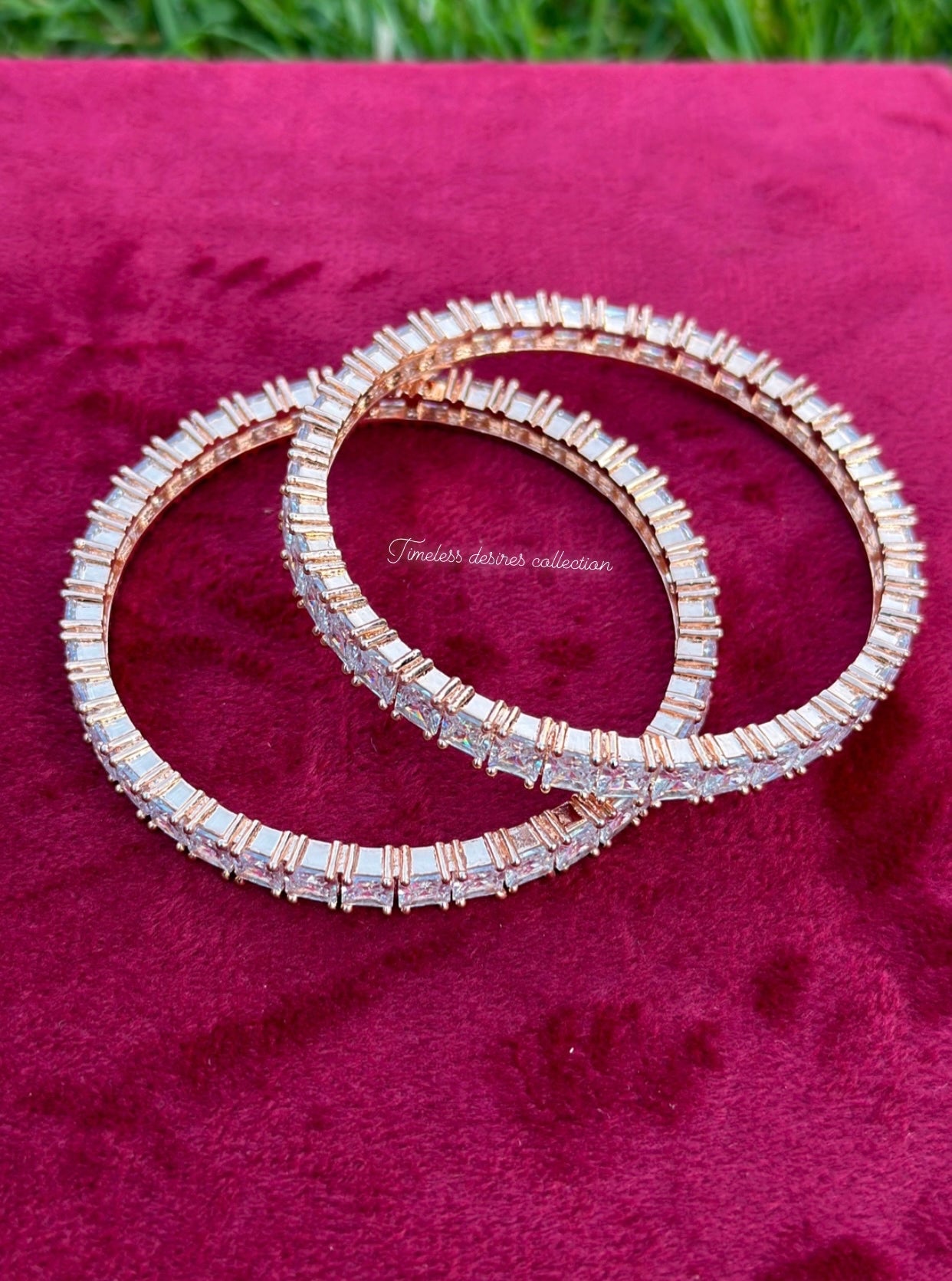 American diamond kangan / bangles in rose golden