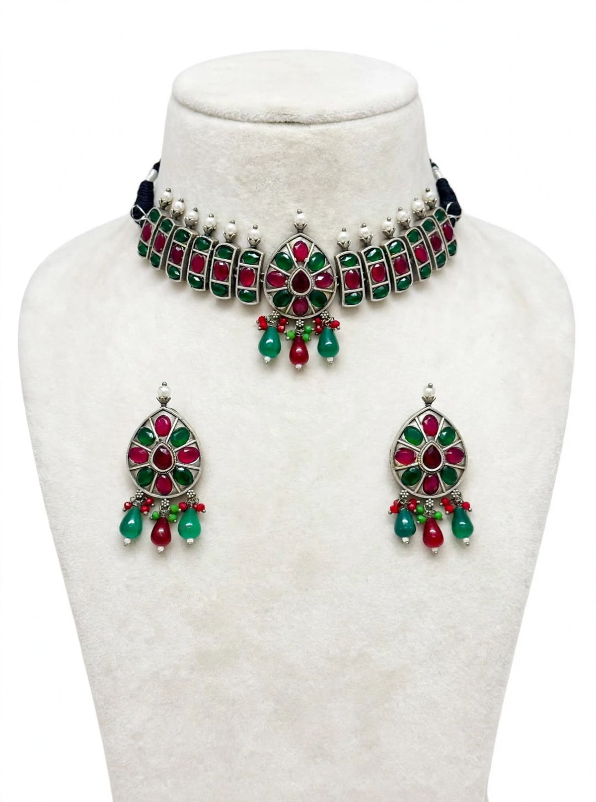 Oxidised necklace set with earrings