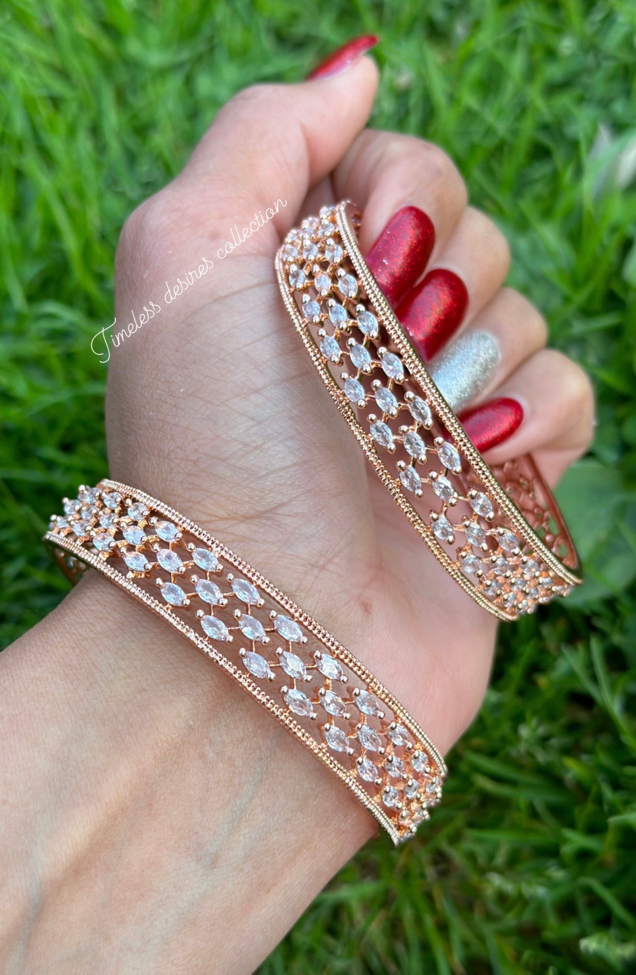 American diamond kangan / bangles in rose golden