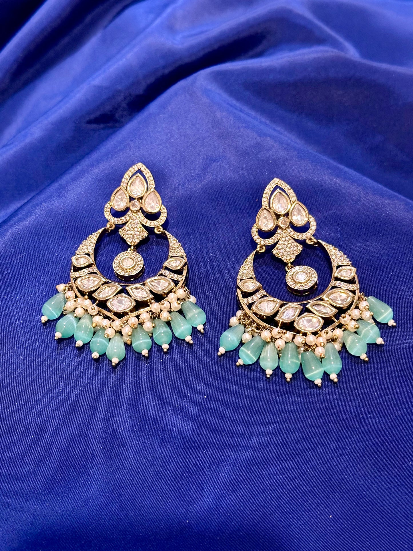 Tiyani earrings ( Premium Range ) Colour: Firoza , (Code: X9)