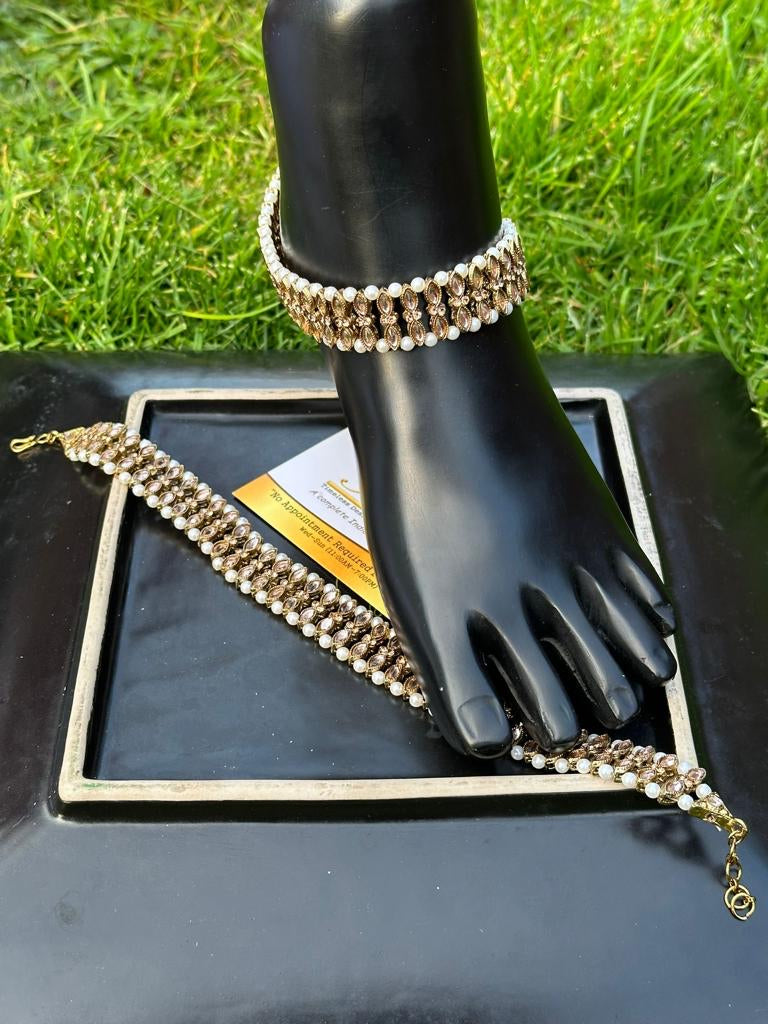 Golden Polki anklets (TD-16)