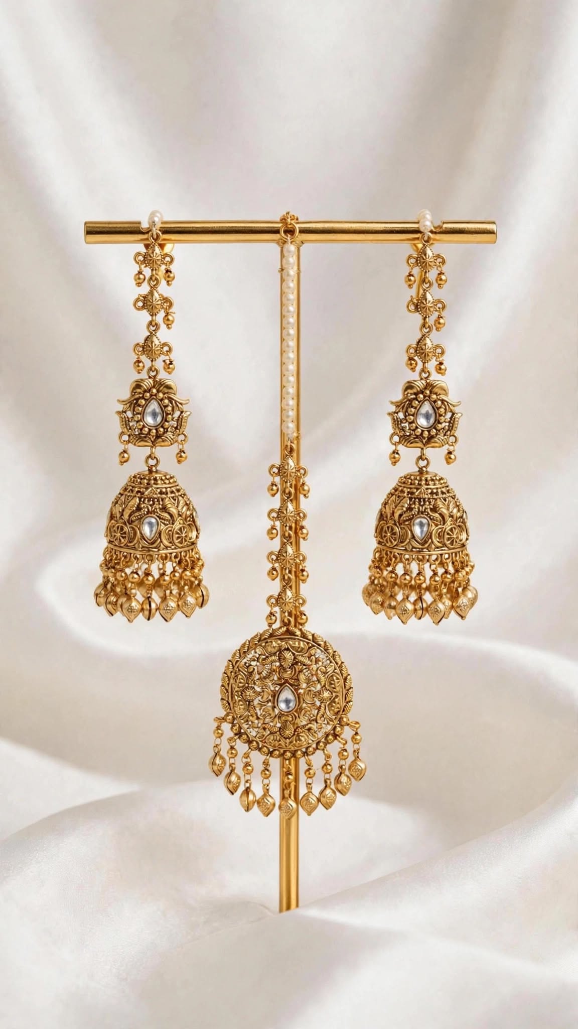 Earrings with tikka, Code: 055