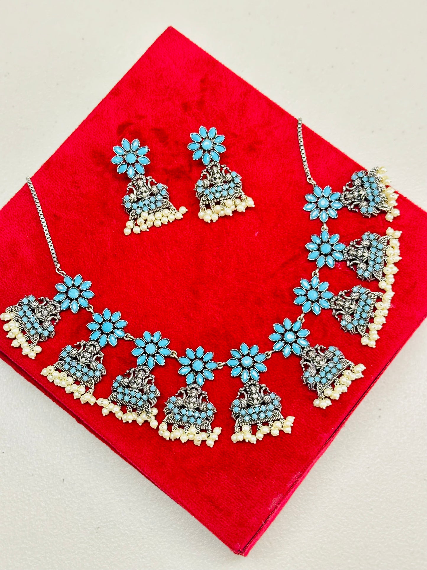 Oxidised necklace set with earrings