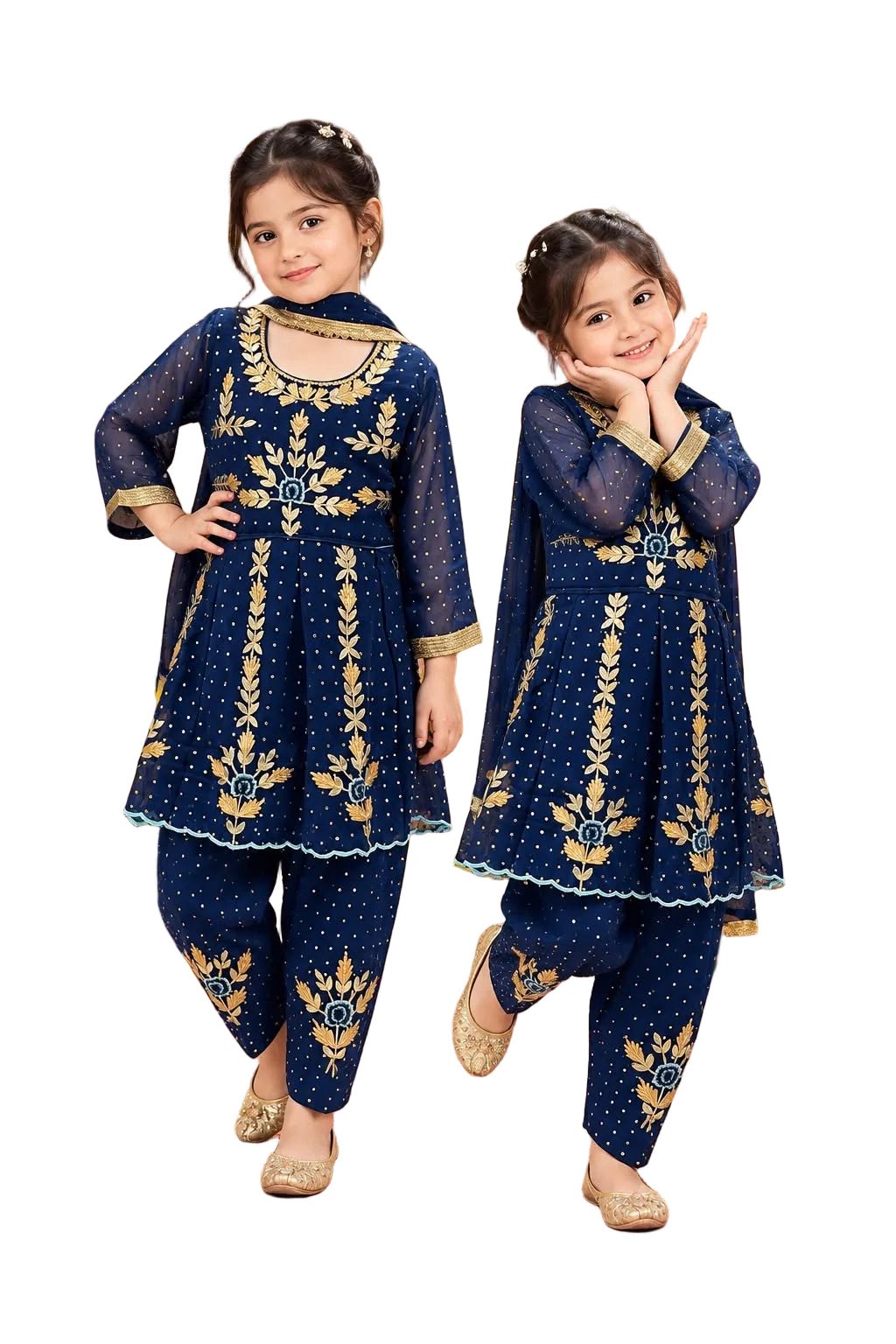Premium Georgette Anarkali suit on Gota Patti with handwork paired up with beautiful salwar and duppta in Blue colour