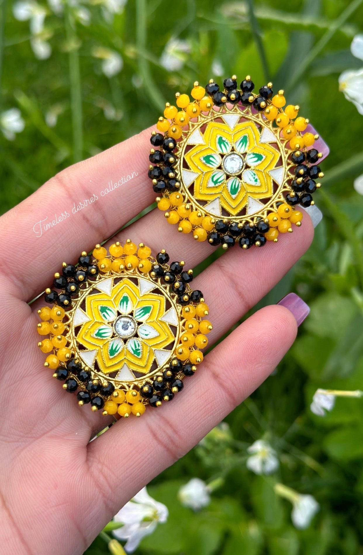 Meenakari studs in gold plating