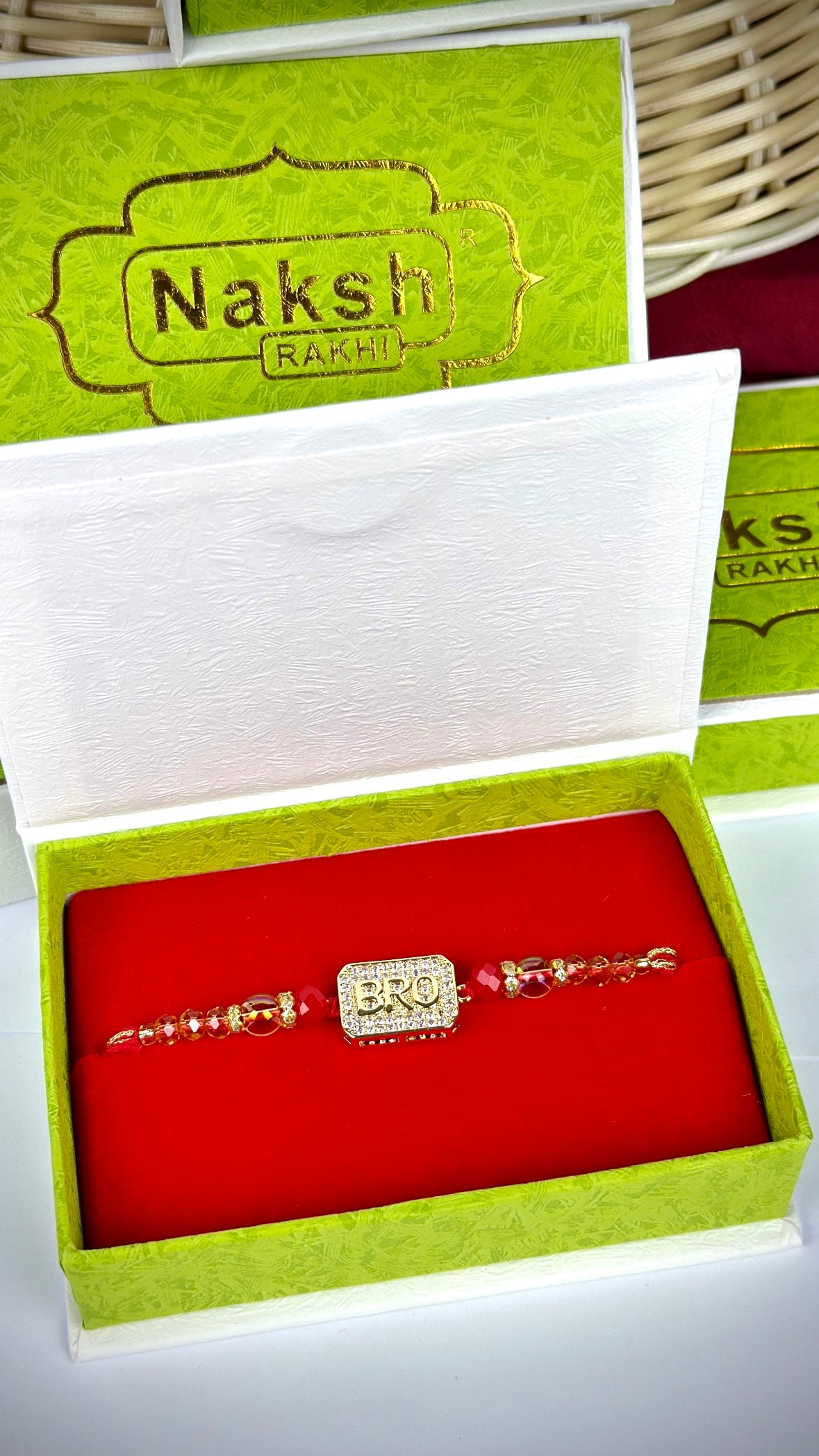Bro Rakhi / Rakhdi Box in American diamond ( Premium Range ) - Code A38