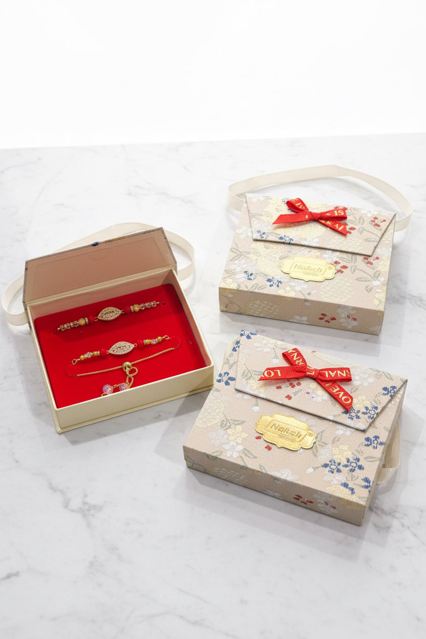 Couple rakhi set in American diamond - Code 425 ( Premium range )
