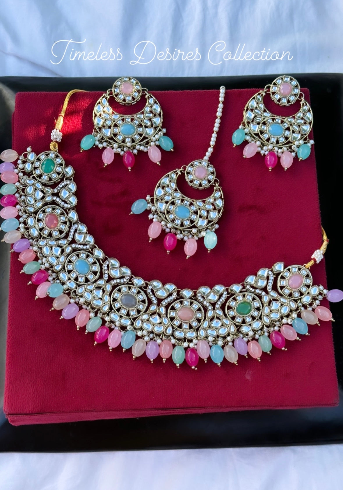 Multi colour Choker / necklace set in Kundan ( pastel colours )