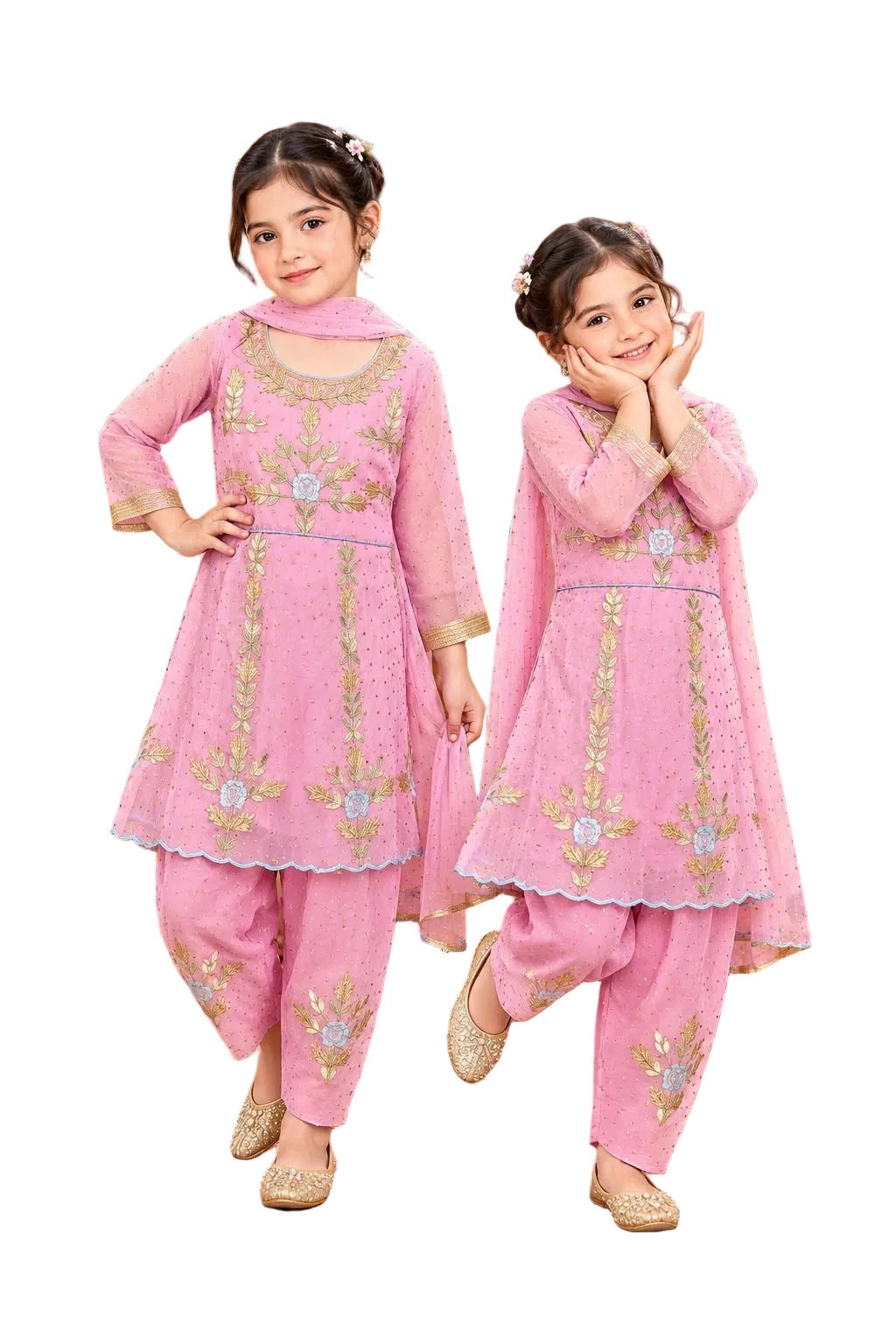 Premium Georgette Anarkali suit on Gota Patti with handwork paired up with beautiful salwar and duppta in light pink colour